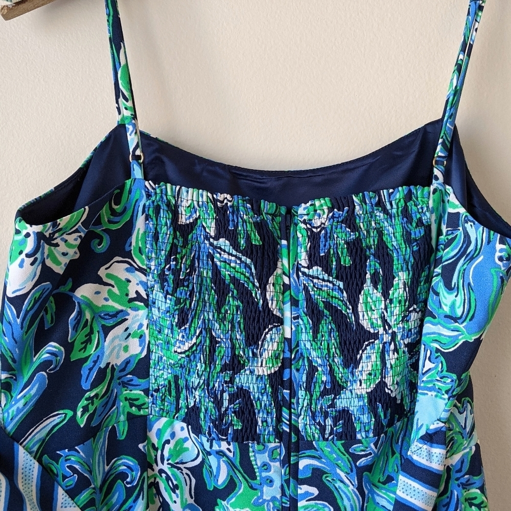 𝅺Lilly Pulitzer Nila Jumpsuit High Tide Take it or Leaf it Floral Print Giraffe - Picture 10 of 14